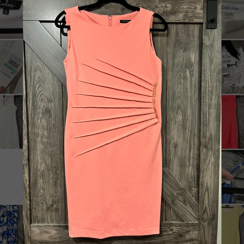 Ivanka Trump light coral/light pink cinched dress, size 8 (worn once)